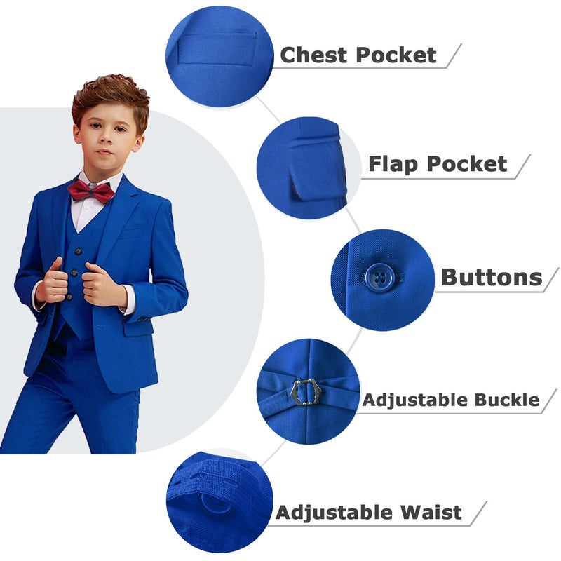 Yavakoor Suits for Boys Formal Suit Size 10 Kids Royal Blue Tuxedo Suit for Boy Wedding Guest Outfit Dresswear - Image 3